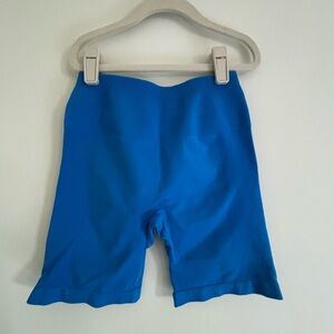 Vibrant Blue High-Waisted Gym Shorts